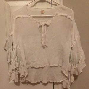 White Flowy Tie Top